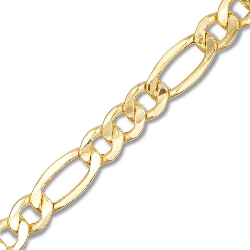 Main Image 2 of Hollow Figaro Link Chain Bracelet 10K Yellow Gold 9"