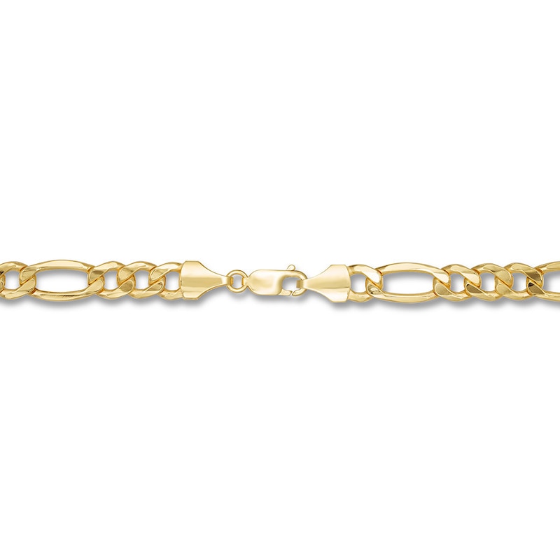 Main Image 3 of Hollow Figaro Link Chain Bracelet 10K Yellow Gold 9"
