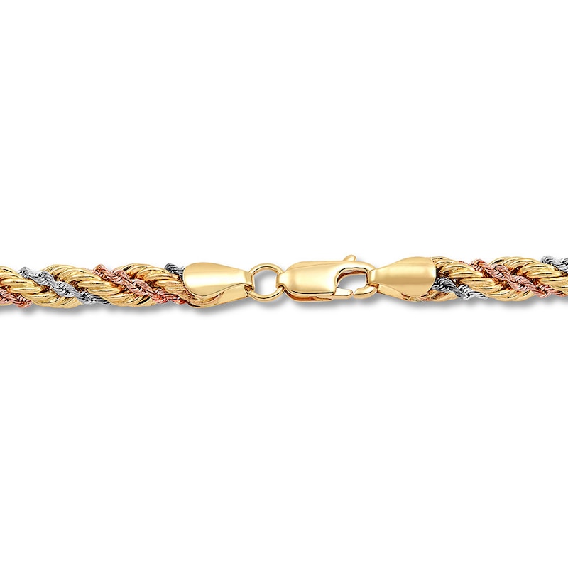 Main Image 3 of Rope Chain Bracelet 14K Tri-Color Gold 7.5"