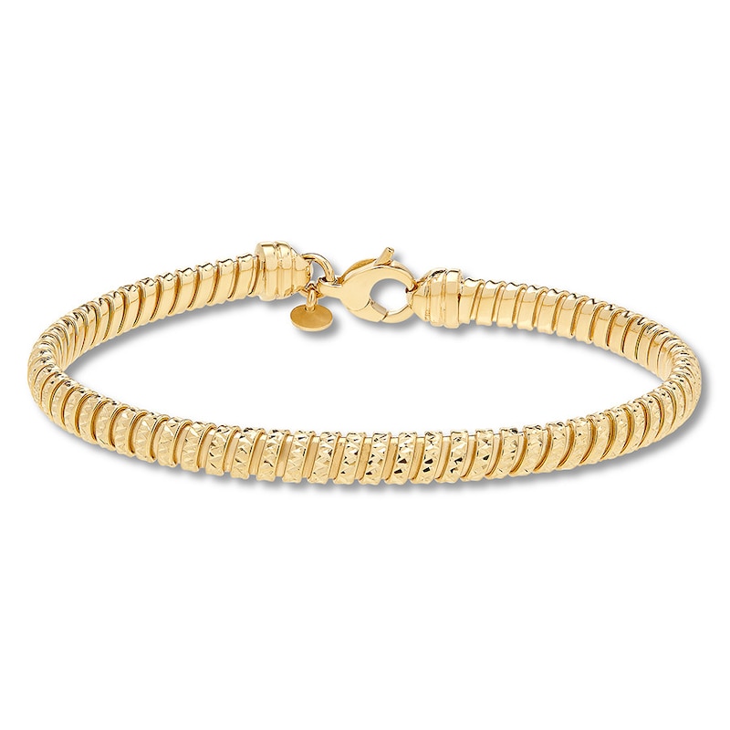 Main Image 1 of Textured Tube Chain Bracelet 14K Yellow Gold 7.5&quot;