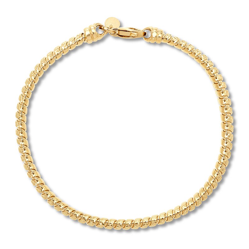 Main Image 2 of Textured Tube Chain Bracelet 14K Yellow Gold 7.5&quot;