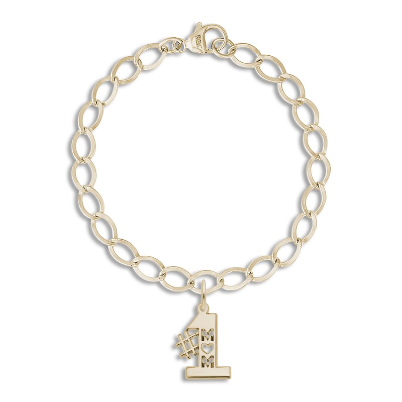 #1 Mom Bracelet 14K Yellow Gold 7" Length