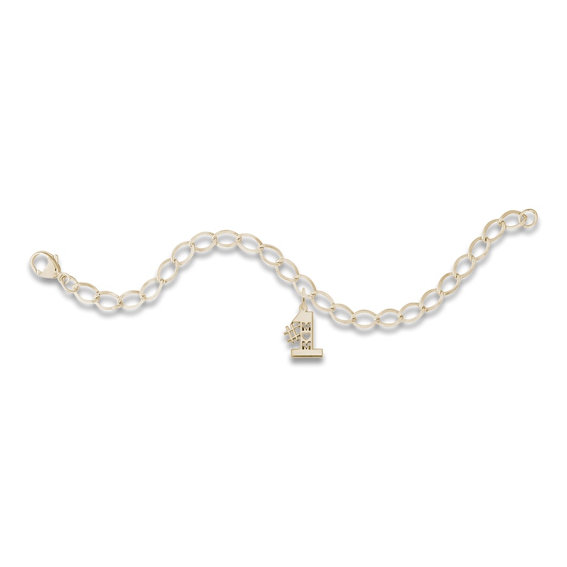 #1 Mom Bracelet 14K Yellow Gold 7" Length