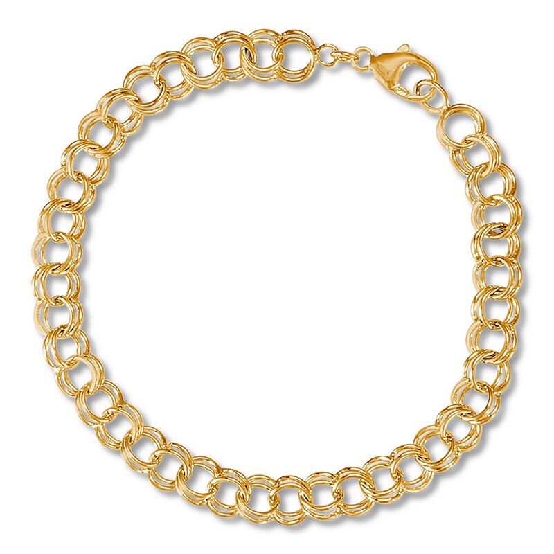 Double Link Bracelet 14K Yellow Gold 7" Length
