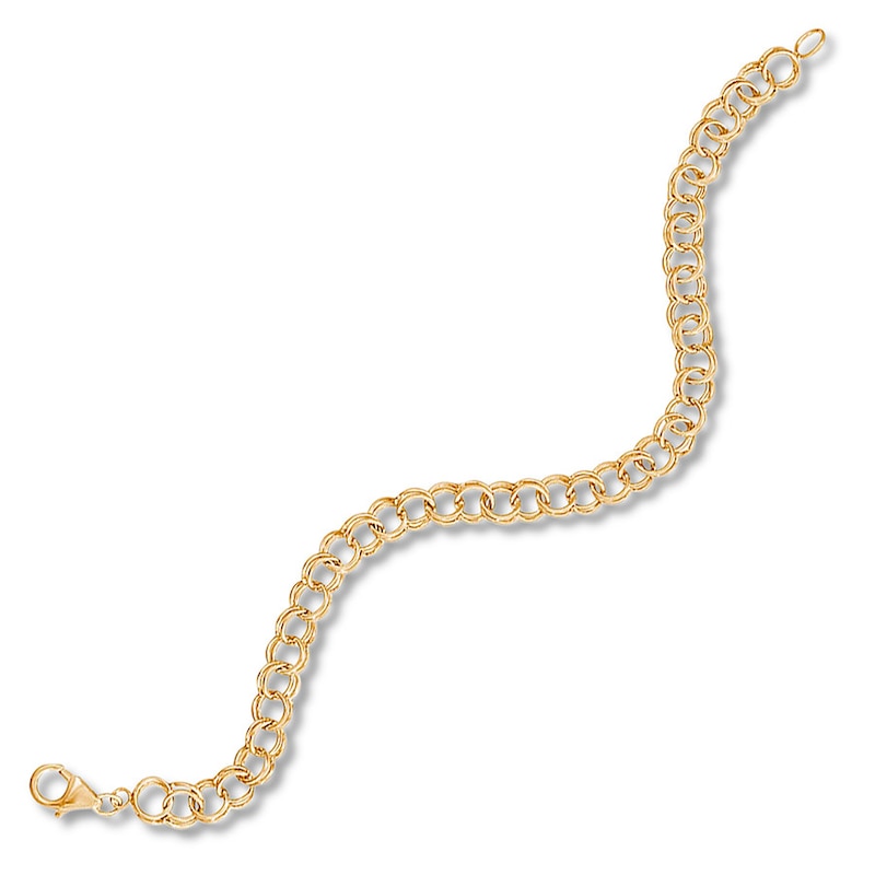Double Link Bracelet 14K Yellow Gold 7" Length