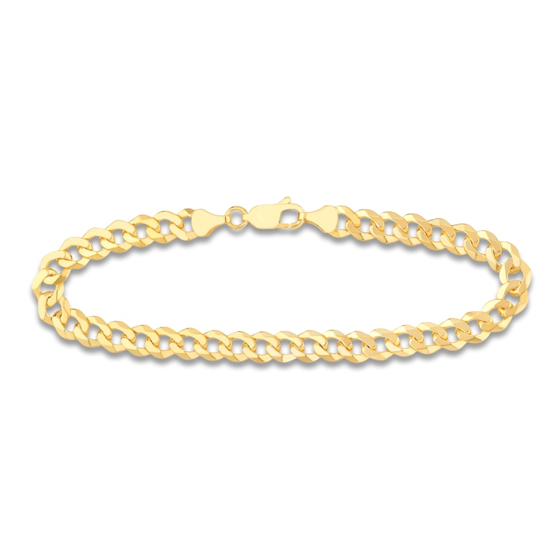 Solid Curb Chain Bracelet 14K Yellow Gold 8.5" 6.7mm