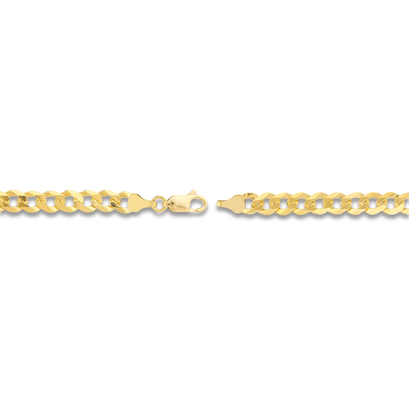 Main Image 3 of Solid Curb Chain Bracelet 14K Yellow Gold 8.5" 6.7mm