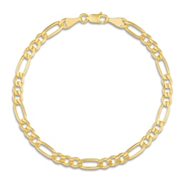 Solid Figaro Link Bracelet 14K Yellow Gold 8" 4.75mm