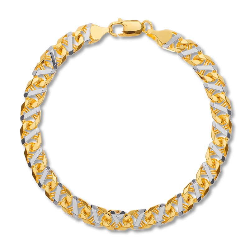 Solid Link Bracelet 14K Two-Tone Gold 8.5"