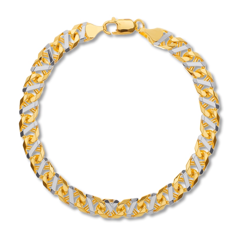 Main Image 1 of Solid Link Bracelet 14K Two-Tone Gold 8.5"