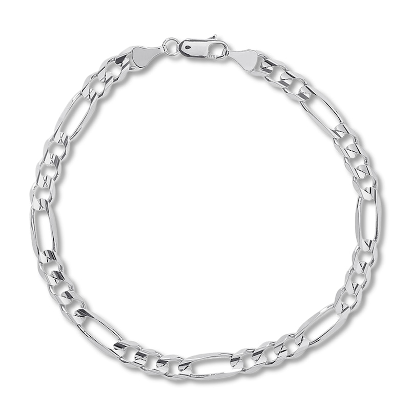 Main Image 1 of Solid Figaro Link Bracelet 14K White Gold 8.5"
