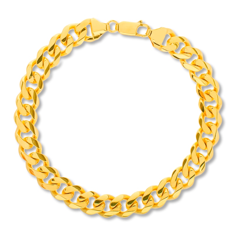 Solid Curb Chain Bracelet 14K Yellow Gold 8.5" 7.3mm