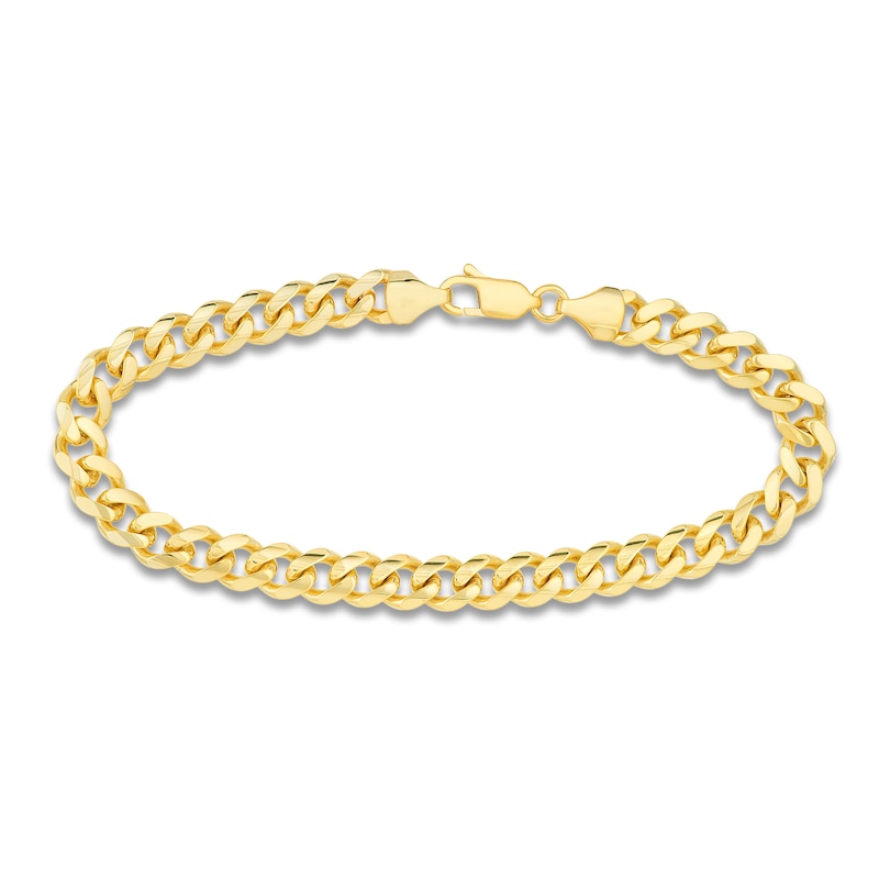 Main Image 1 of Solid Curb Chain Bracelet 14K Yellow Gold 8.5" 7.3mm