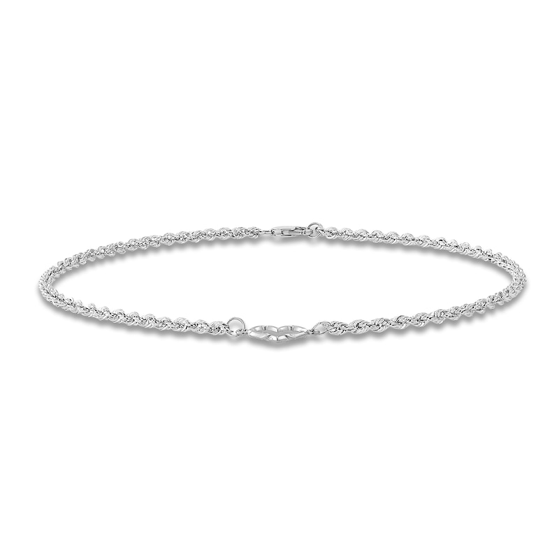 Main Image 2 of Heart Anklet 14K White Gold 10-inch Length