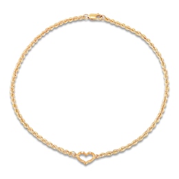 Heart Anklet 14K Yellow Gold 10-inch Length