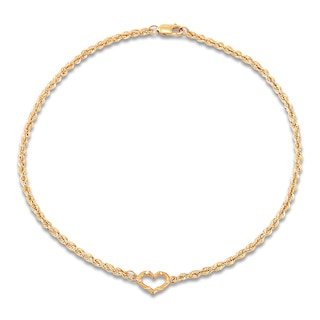 Heart Anklet 14K Yellow Gold 10-inch Length