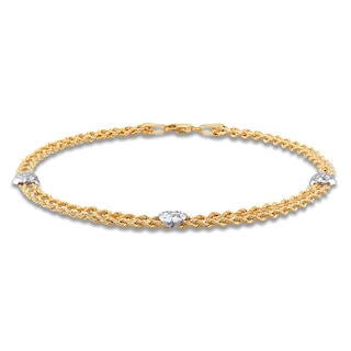 Heart Anklet 10K Two-Tone Gold 9.5-inch Length