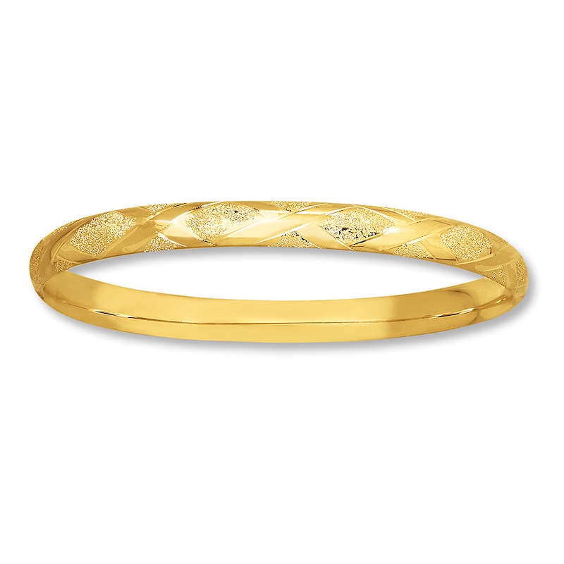 Bangle Bracelet Criss-Cross Design 14K Yellow Gold