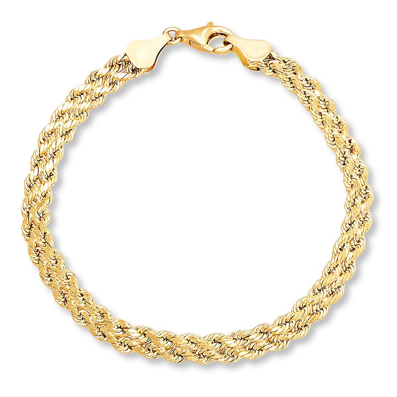 Main Image 1 of Hollow Braided Rope Bracelet 10K Yellow Gold 7.25 Length