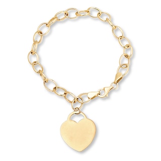 Dangle Heart Bracelet 10K Yellow Gold 7.5 Length | Jared