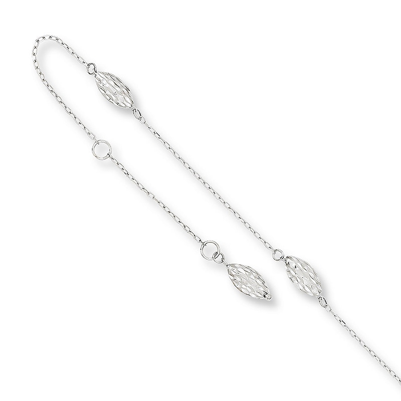 Main Image 1 of Beaded Anklet 14K White Gold 9&quot;