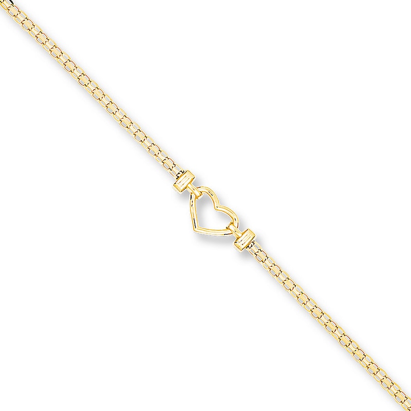 Main Image 1 of Heart Anklet 14K Yellow Gold