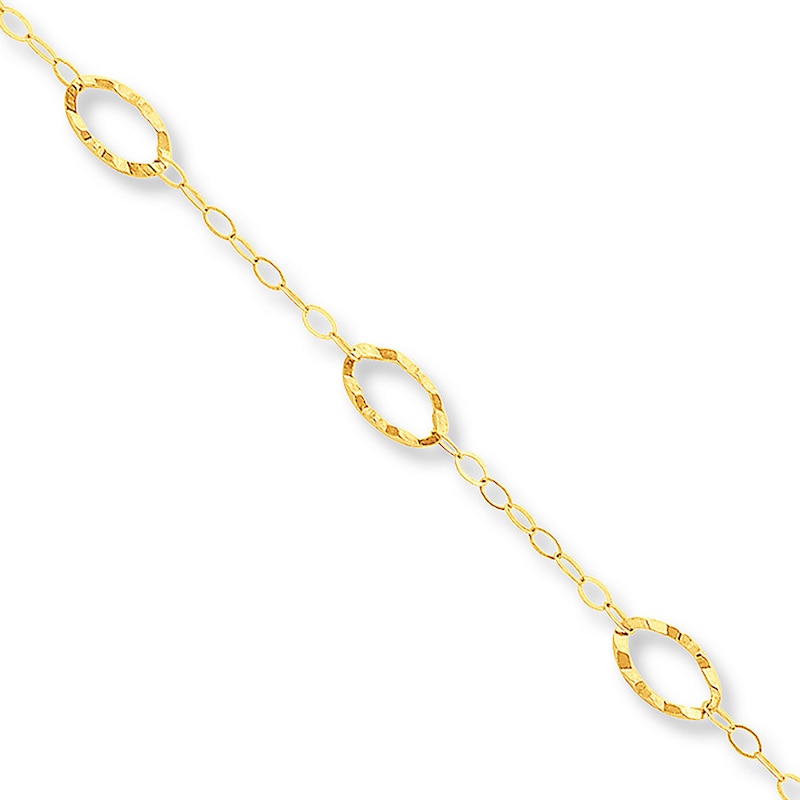 Oval Anklet 14K Yellow Gold 9"