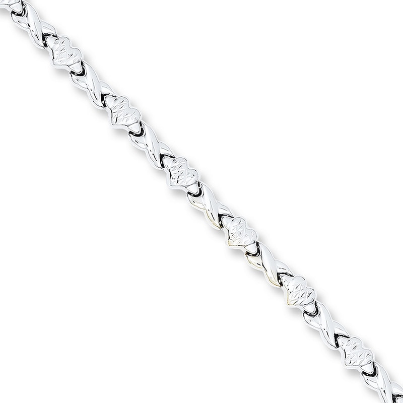Main Image 1 of Heart Bracelet 14K White Gold 7"