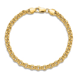 Hollow Rolo Link Bracelet 14K Yellow Gold 7.5"