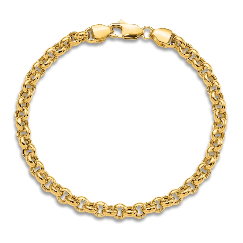 Hollow Rolo Link Bracelet 14K Yellow Gold 7.5"