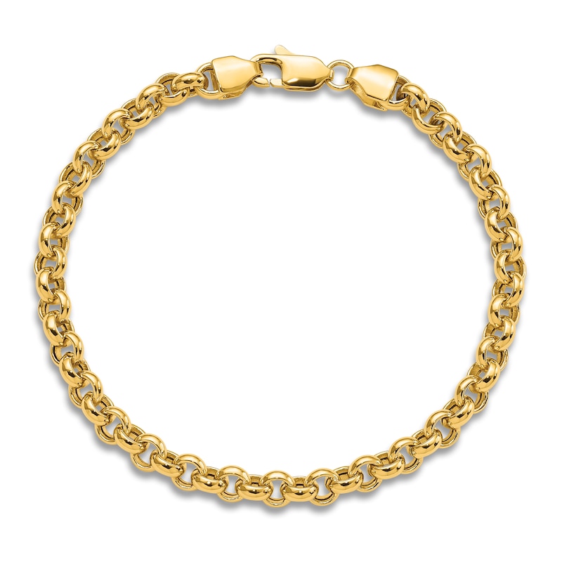 Main Image 1 of Hollow Rolo Link Bracelet 14K Yellow Gold 7.5"