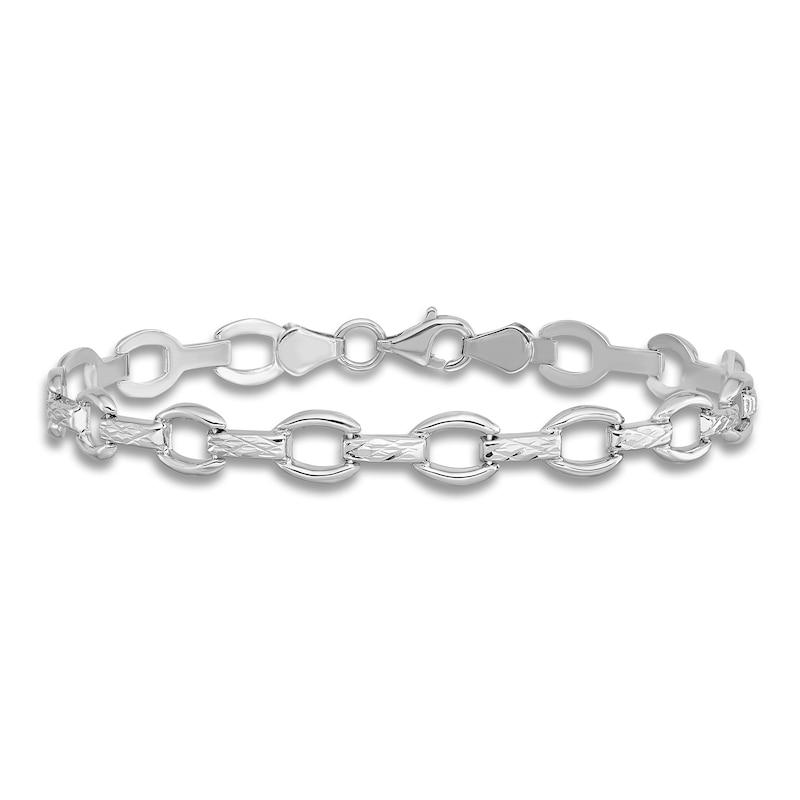 Hollow Link Bracelet 14K White Gold 7"