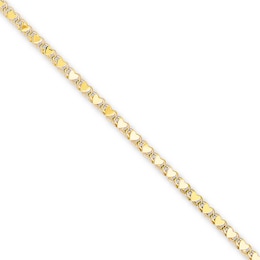Heart Link Anklet 14K Yellow Gold 10"