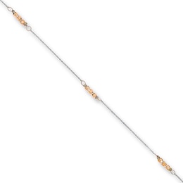 Mirror Bead Anklet 14K Two-Tone Gold 8-9" Adjustable