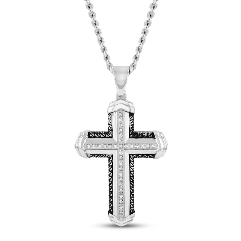 Diamond Cross Pendant Stainless Steel
