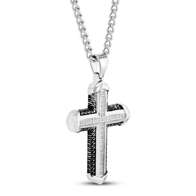 Main Image 2 of Diamond Cross Pendant Stainless Steel