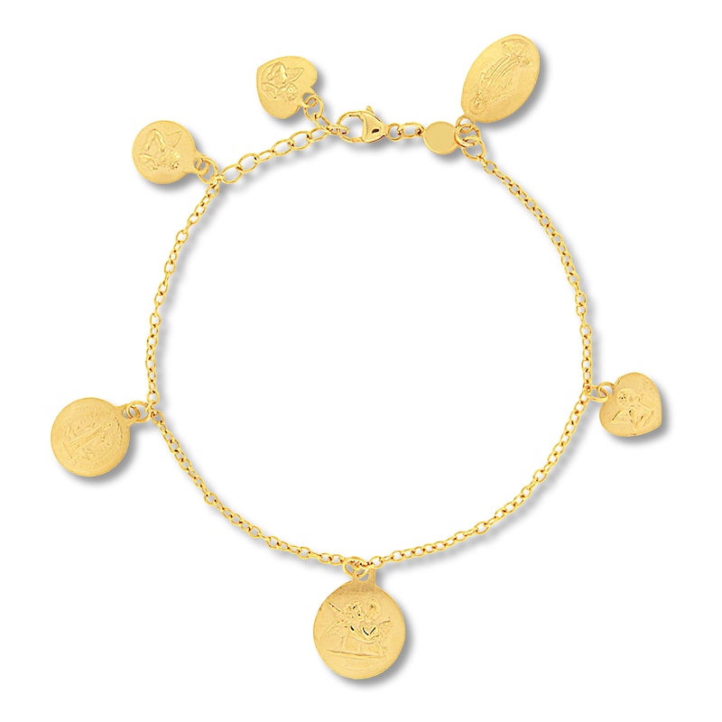 Main Image 1 of Faith Charm Bracelet 10K Yellow Gold 6.5"