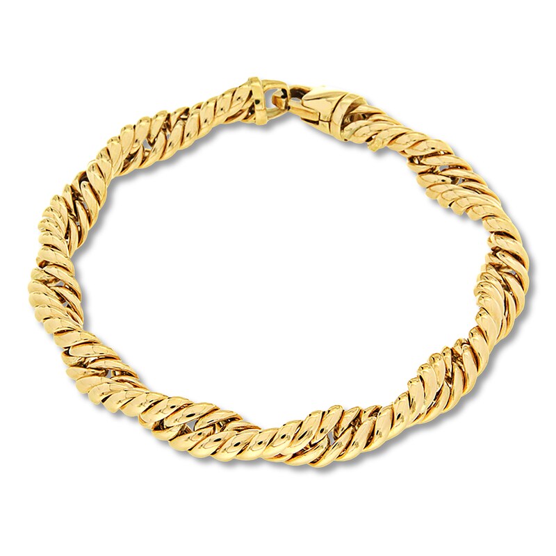 Main Image 1 of High-Polish Twisted Link Bracelet 10K Yellow Gold 7.75"