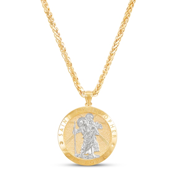 10k Yellow Gold Solid Saint Christopher Pendant Charm Necklace Religious Patron