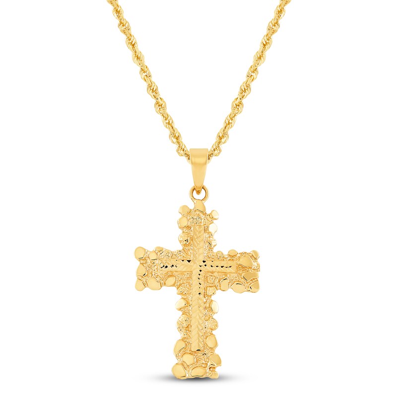 Main Image 1 of Cross Pendant Necklace 10K Yellow Gold 22"