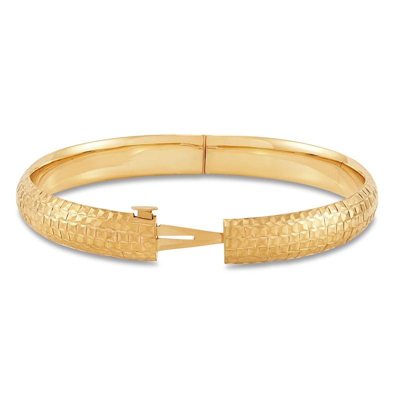 Hinged Prism-Cut Bangle Bracelet 10K Yellow Gold