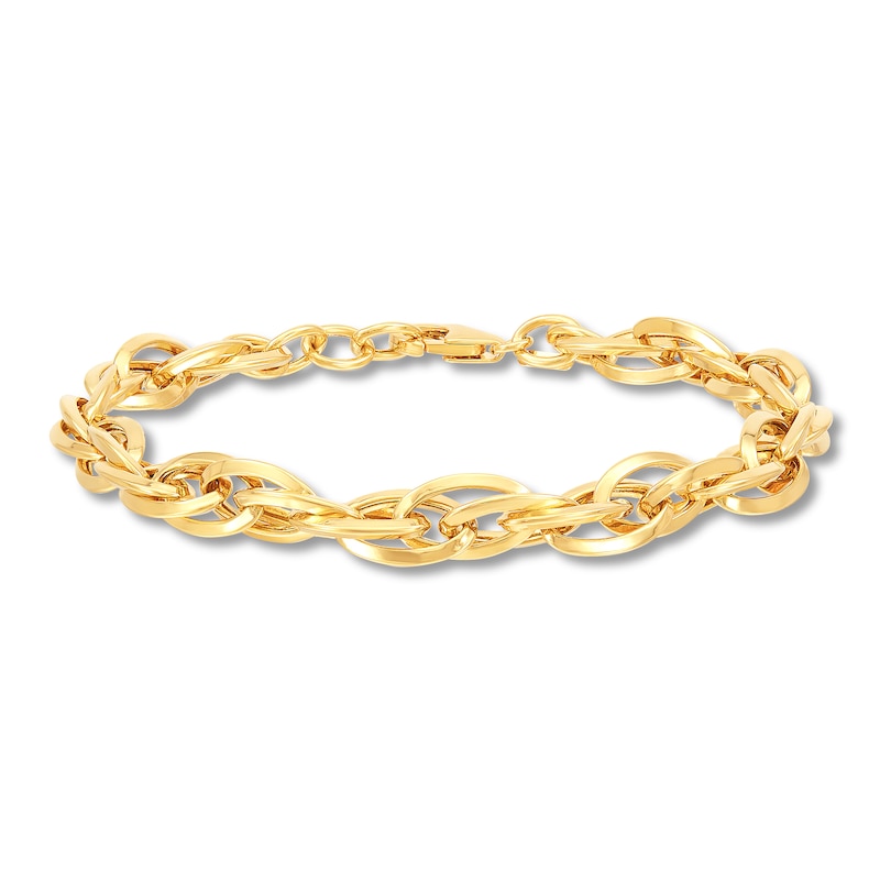 Oval Interlocking Bracelet 10K Yellow Gold 7.25"
