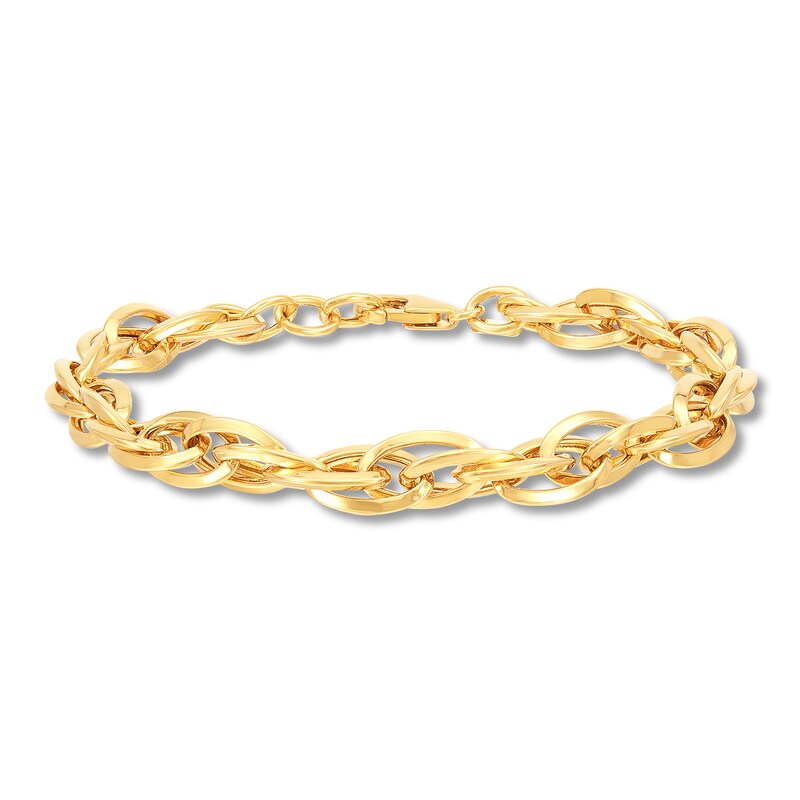 Main Image 1 of Oval Interlocking Bracelet 10K Yellow Gold 7.25"