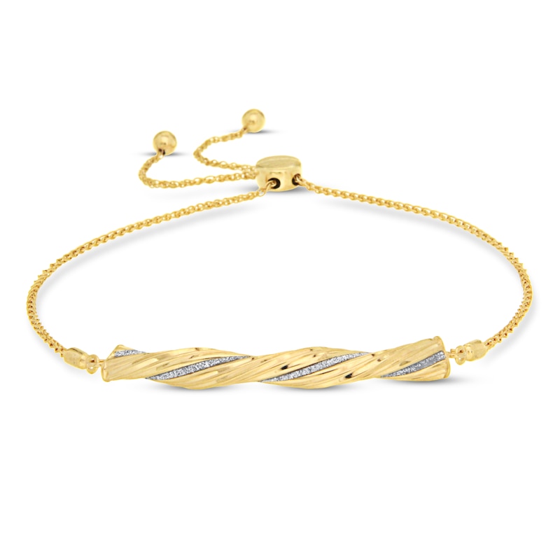Main Image 1 of Glitter Twisted Bolo Bracelet 10K Yellow Gold