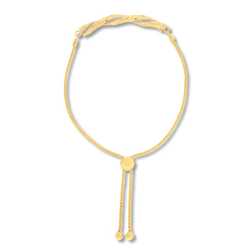 Main Image 2 of Glitter Twisted Bolo Bracelet 10K Yellow Gold