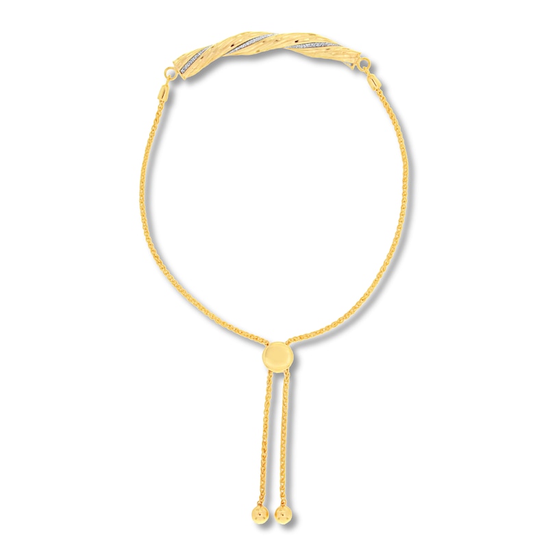 Glitter Twisted Bolo Bracelet 10K Yellow Gold