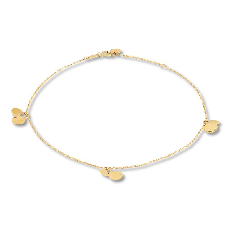 Main Image 1 of Disc Drop Anklet 10K Yellow Gold 9"
