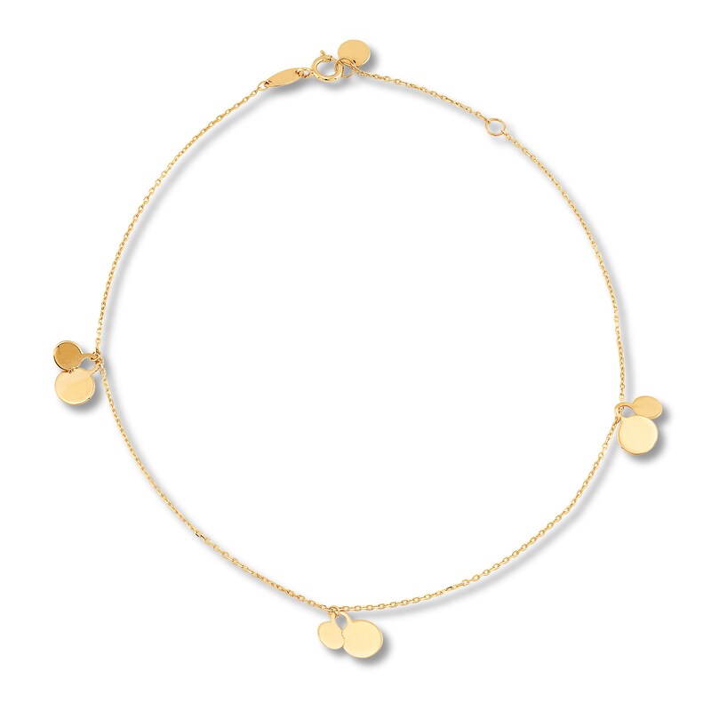 Main Image 2 of Disc Drop Anklet 10K Yellow Gold 9"
