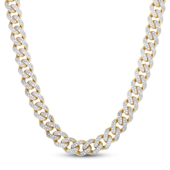 Men's Diamond Cuban Link Chain 19 ct tw Round Necklace 10K White Gold 22
