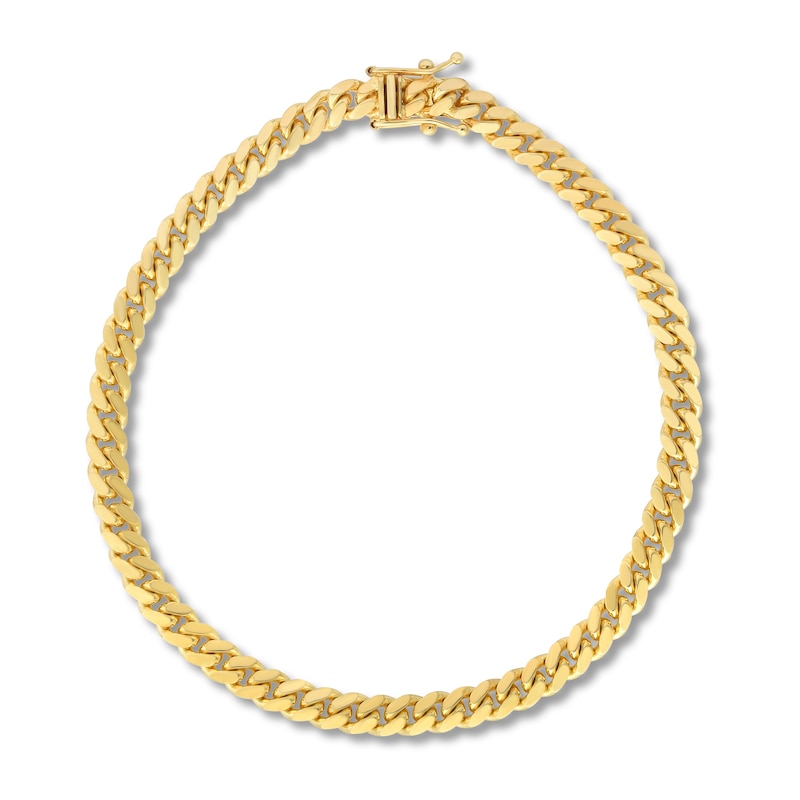 Solid Cuban Link Chain Bracelet 10K Yellow Gold 8.5"